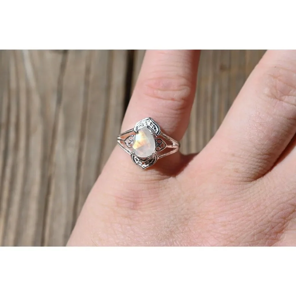 Engagement ring Moonstone sterling silver ring American made